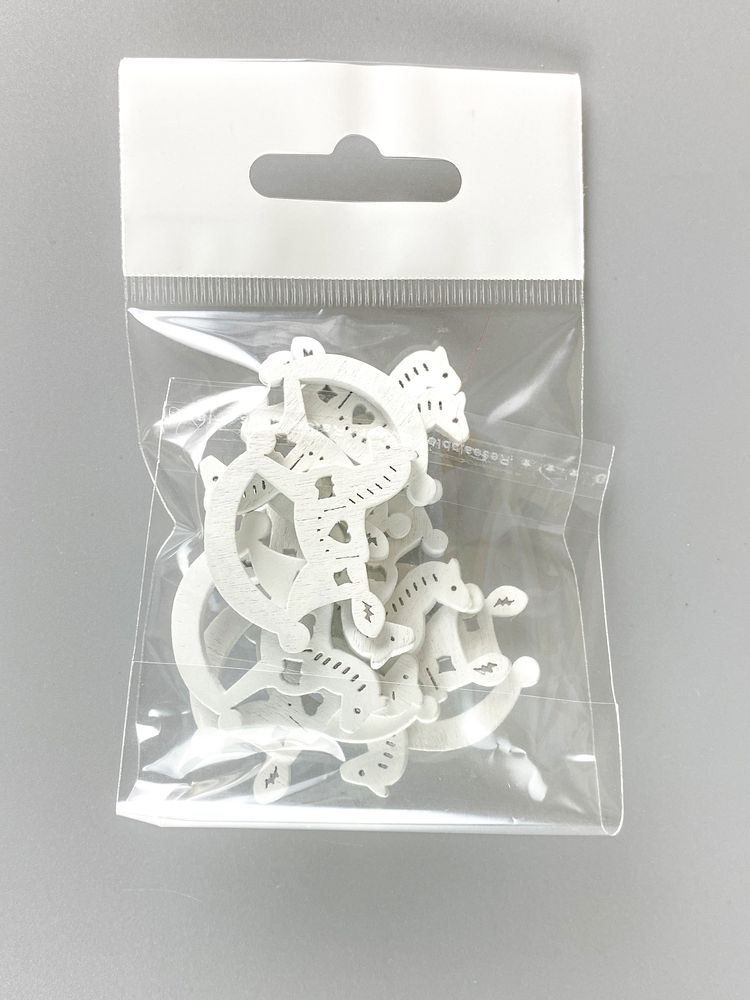 Деревянная лошадка с сердечком 2 х 3см, белая, 10шт (TK-012)