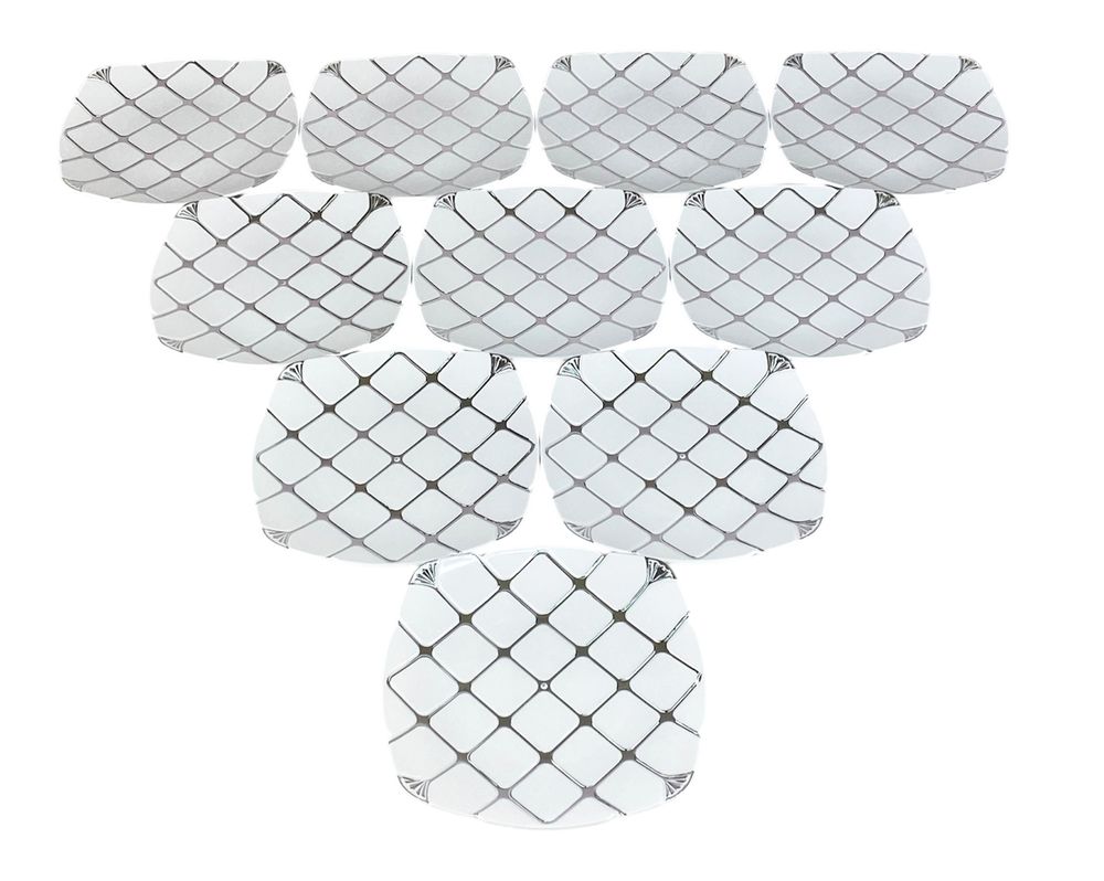 Тарелки серебряные пластиковые многоразовые квадратные 18 х 18см, 10шт/уп (7500-205)