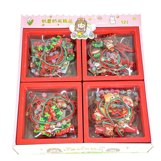 Набор детской бижутерии: резинки для волос, браслет, шпильки для волос (9329)