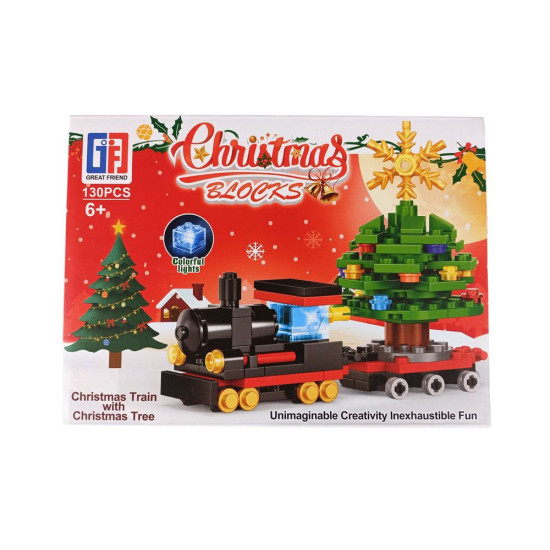 Конструктор 130 деталей "Новогодний поезд с елкой" (123-658)