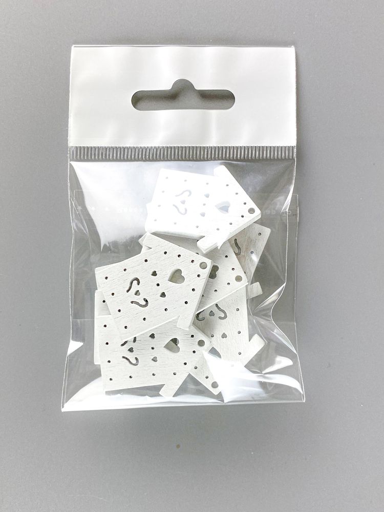 Деревянный домик 2 х 3см, белый, 10шт (TK-004)