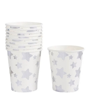 Стаканчики бумажные TM Pelican  "Белые с серебряными звездочками" - 10шт (871416)
