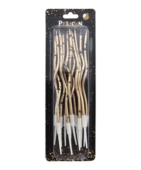 Свечи "Волна 12 штук" хром золото шампань с черными точечками (861011)