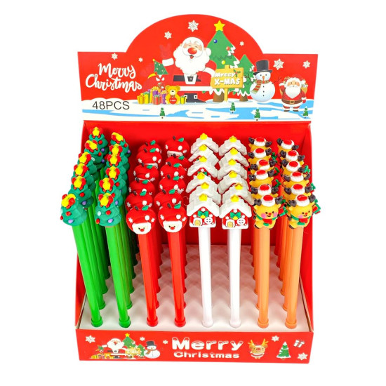 Ручка гелевая синяя 0,5мм Новогодняя (13589)