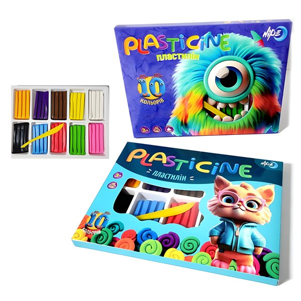 Пластилин, 10 цветов, 200г, со стеком (832482)