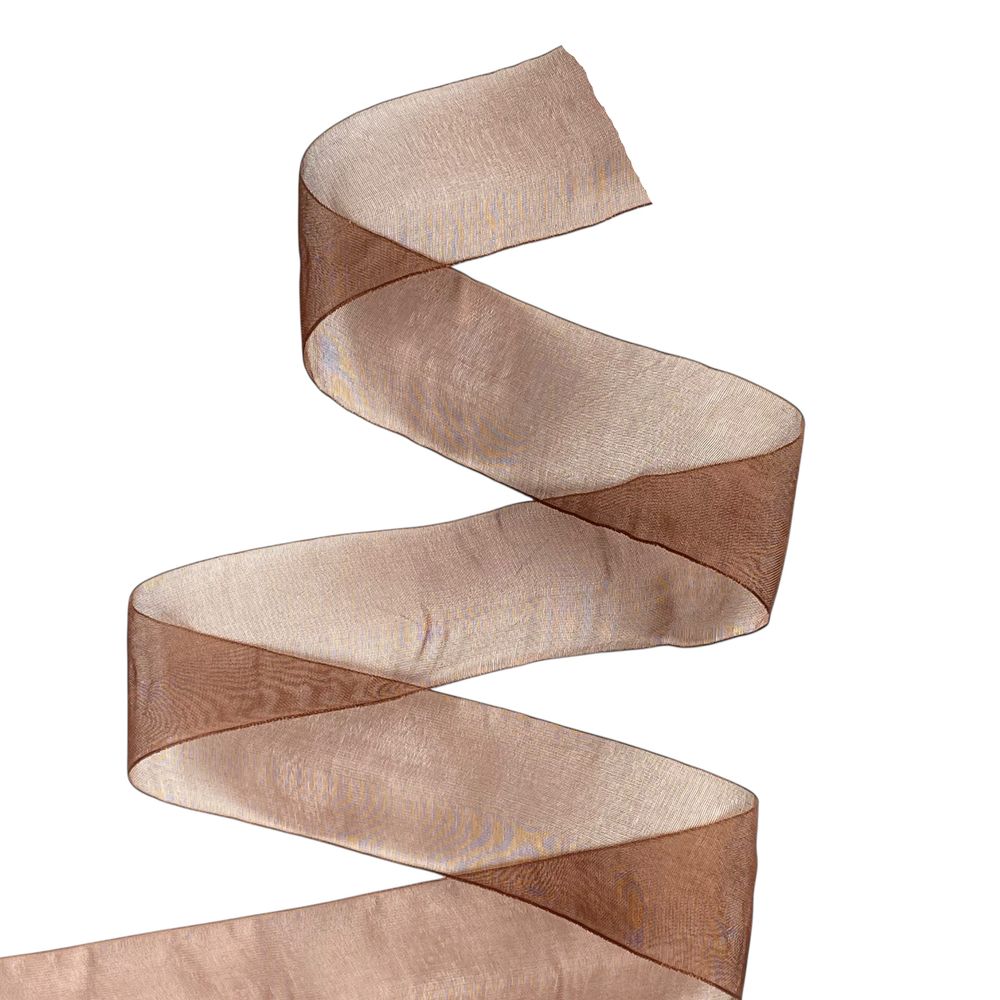 Лента с органзы  темно-коричневая 4,0 см х  50 ярдов Коричневый Marill (D02040-71)