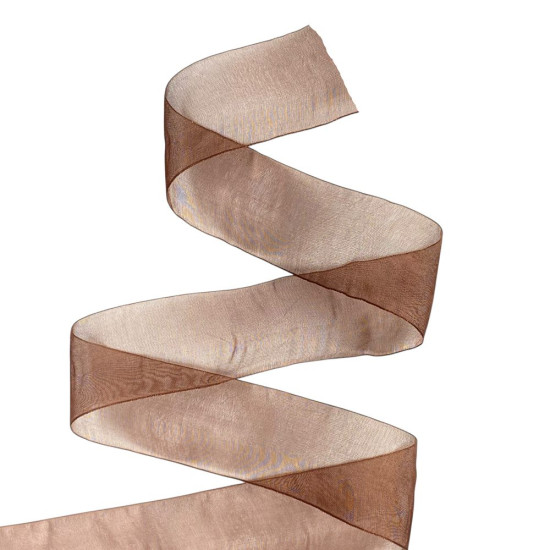 Лента с органзы  темно-коричневая 4,0 см х  50 ярдов Коричневый Marill (D02040-71)