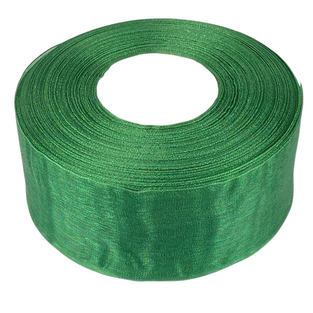 Лента с органзы  темно-зеленая 4,0 см х  50 ярдов Зеленый Marill (D02040-bk11)
