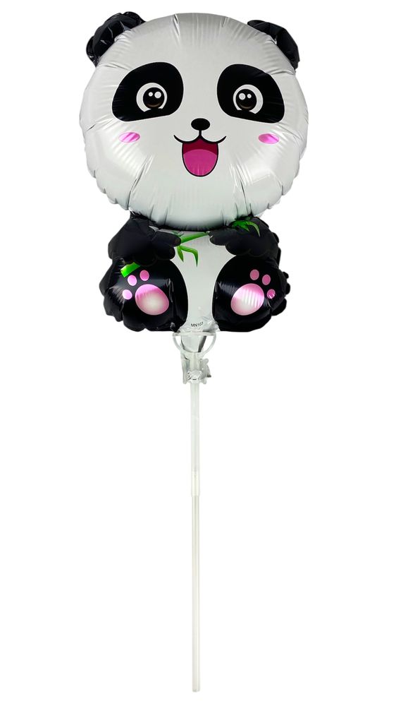 Шарик надувной фольгированный mini Myler, Панда + палка пластиковая 30см (BP10830/MN130)