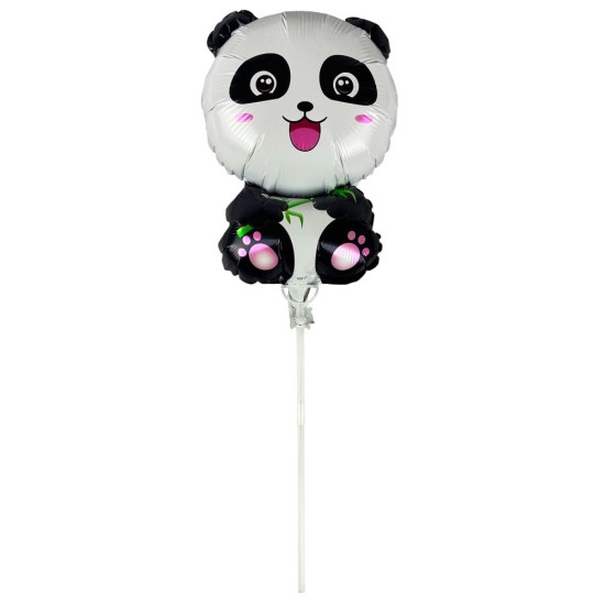 Шарик надувной фольгированный mini Myler, Панда + палка пластиковая 30см (BP10830/MN130)