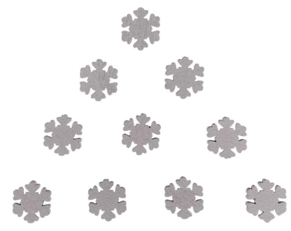 Деревянная снежинка 2 х 3см, белая, 10шт (TK-005)