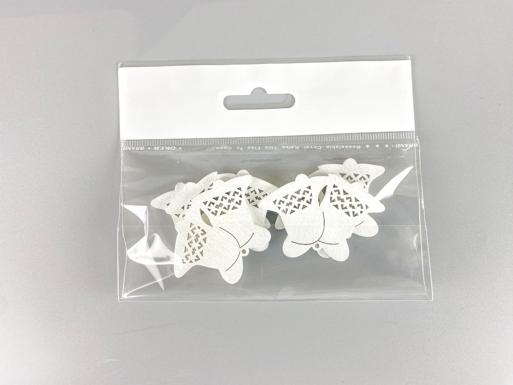 Дерев'яні дзвіночки (подвійні) 5 х 6см, білі, 5шт (TK-034)