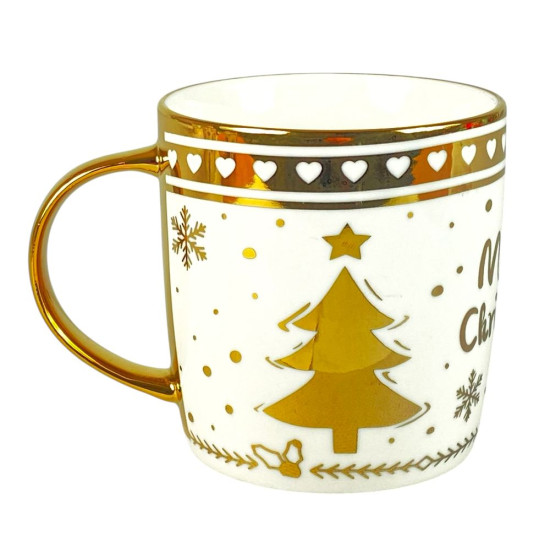 Чашка 350мл Новогодний принт с золотом (CP7442)