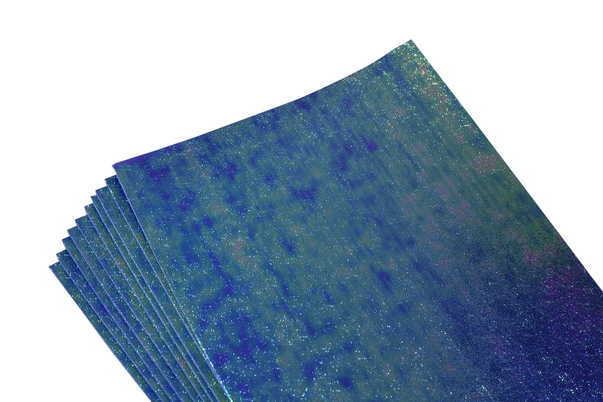 Голубой  фоамиран лазерный (10листов)) (7644)