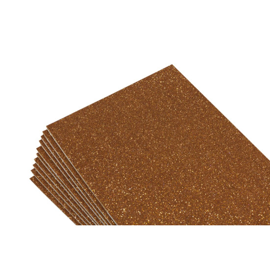Фоамиран с глиттером 20 х 30см, 1,8мм, 10 листов, оранжевый (самоклейка) Коричневый Unison (8673)
