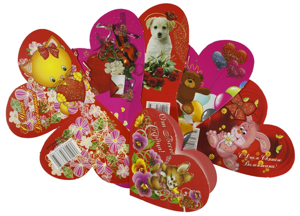 Листівка валентинка  серце 10х8см (ПВ)