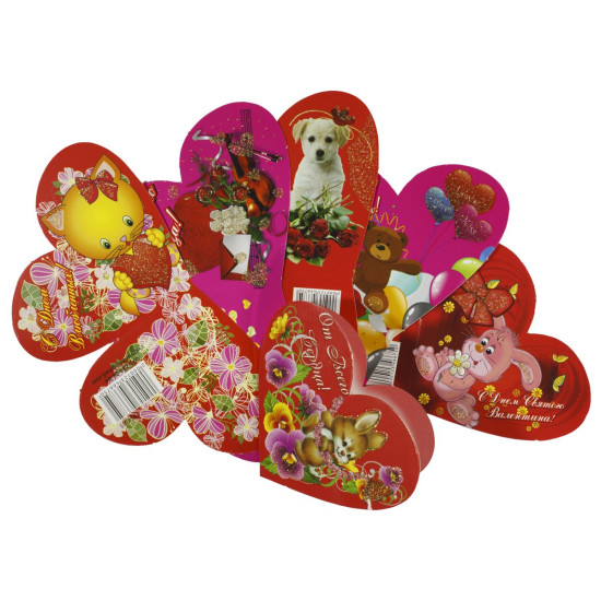 Листівка валентинка  серце 10х8см (ПВ)