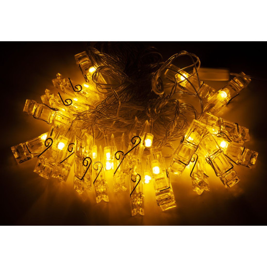 Фігурки  20 LED, "ПРИЩІПКИ", 7м+ перехідник,  теплий білий (1698-105)