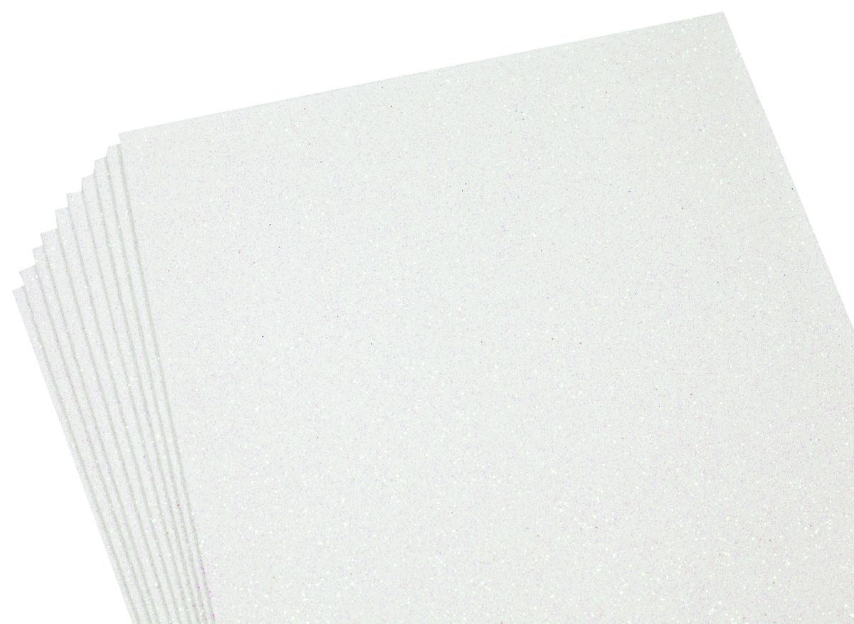 Фоамиран 1,8мм белый с глиттером, перелив. разными цветами, 10506 Белый Unison (10506)