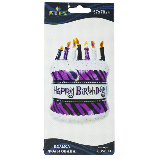 Кулька фольгована Pelican, торт зі свічками, 78см (індивідуальна упак.) (835603)