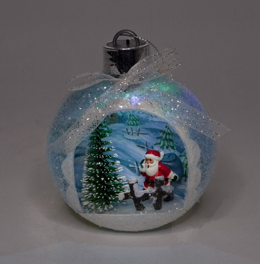 Елочный шар LED разным цветом 3D фигура "Дед Мороз" 11,5х9,5х3,5см (9967)