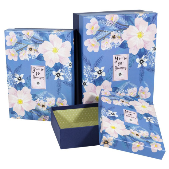 Коробки подарочные прямоугольные в наборе -3шт(33,5 х 25 х 11,5 см/29 х 21 х 9см /24,5 х 17 х 6,5см) Синий Unison (91306-20)