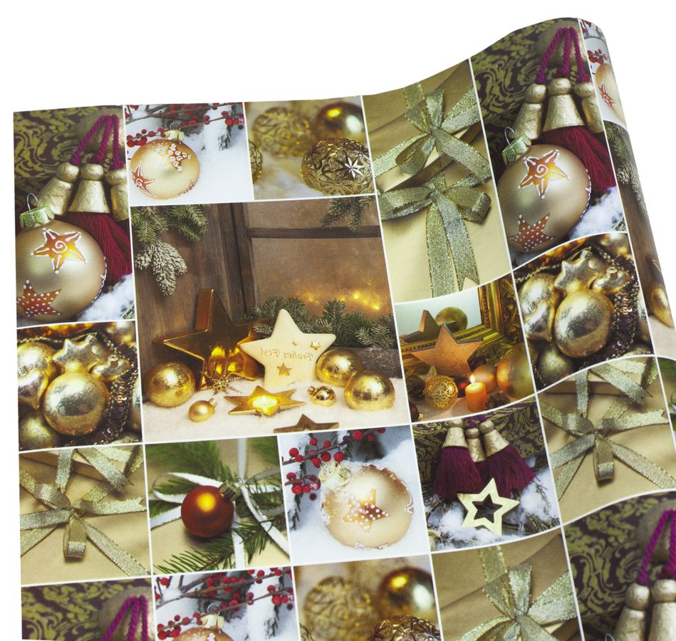 Папір новорічний крейдований для пакування подарунків 80г 100х70  -10 аркушів Різнокольоровий Unison (PVM10-155NY)