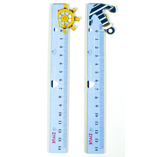 Лінійка дерев'яна фігурна 12см Морська тематика (S-1351)