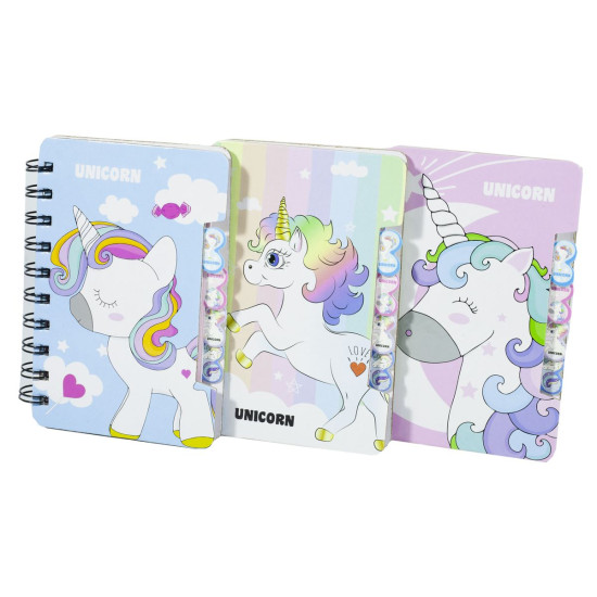 Блокнот 55 л 14 х 9,5см "Единорог" спираль линия Unison (80K-1092)