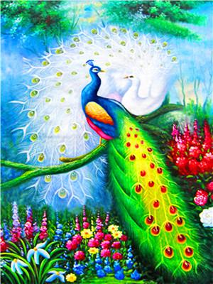 Картина по номерам "Павлины" 40*50см,крас.-акрил,кисть-3шт. Разноцветный Unison (RA3750)