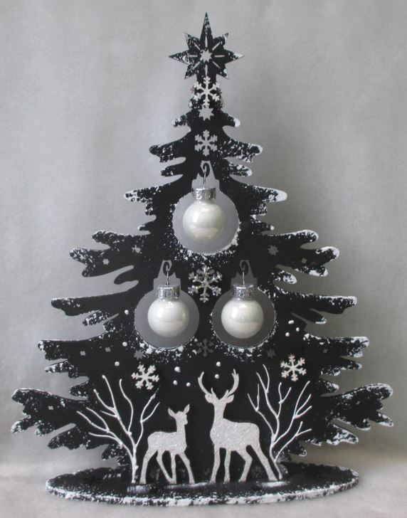 Новогодняя декорация "Елочка" черная с оленями 23см Черный Unison (DT-1)