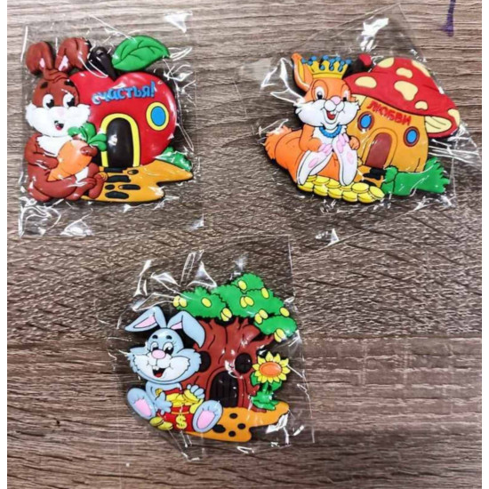 Магнит резиновый "Заяц на удачу" 7,5см Разноцветный Unison (P-9)