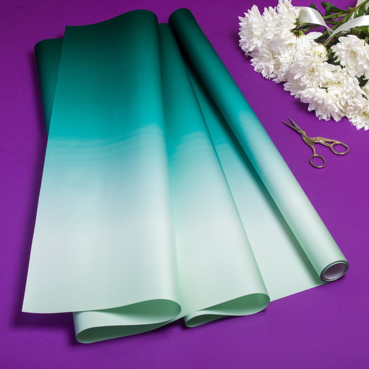 Пленка перламутровая Pastel Diamont silk Gradient, 60см х 7м Зеленый Unison (PPG-8)