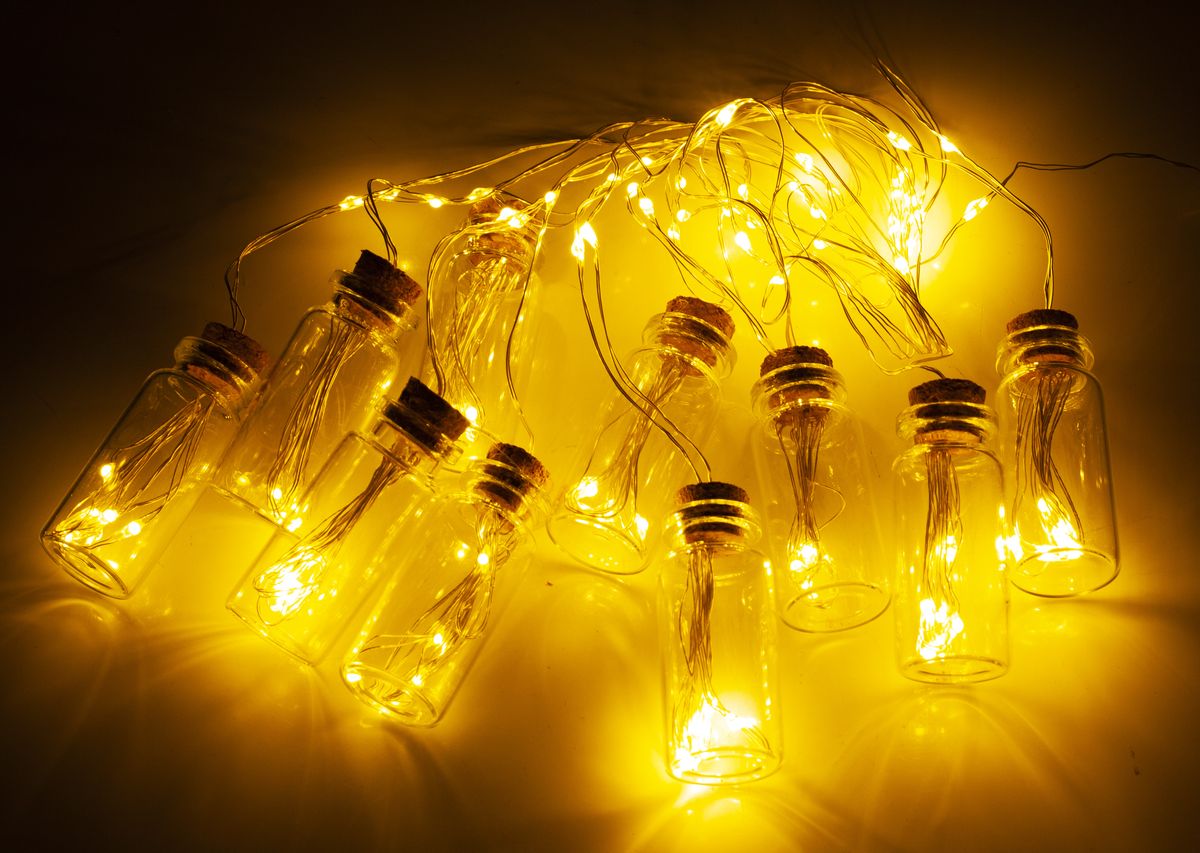 БУТИЛОЧКИ-РОСА, 10шт, 100 LED 3м, теплий білий (1369-01)