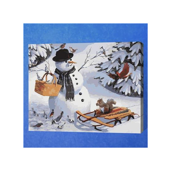 Картина по номерам 40х50,  "Снеговик" (537E_O)