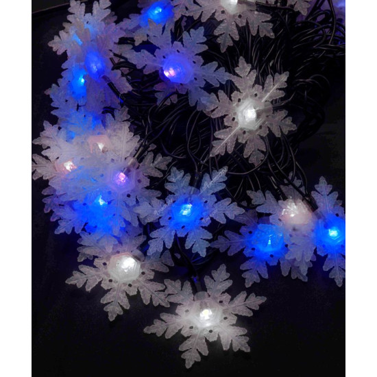 Фигурки 20 LED, "СНЕЖИНКА БОЛЬШАЯ", 5м + переходник, сине-белые Unison (1619-23)