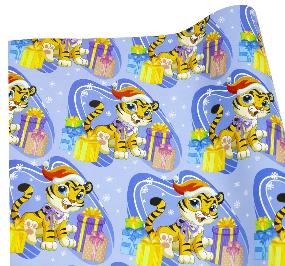 Папір новорічний крейдований для пакування подарунків 80г 100х70  -10 аркушів Різнокольоровий Unison (PVM10-185NY)