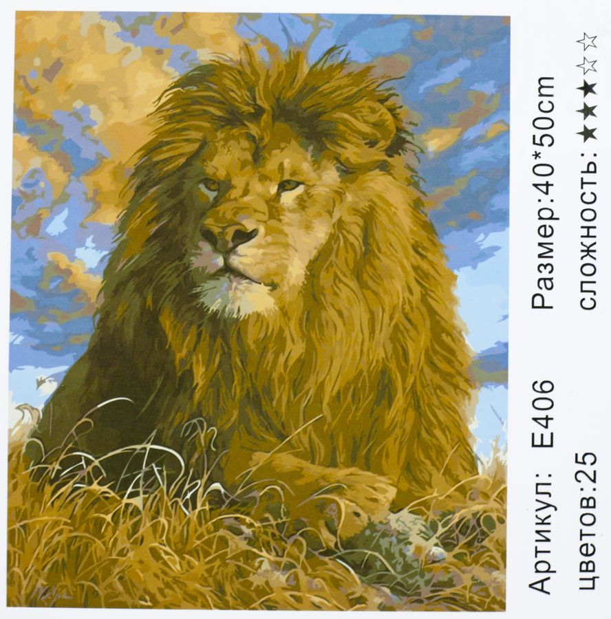 Картина по номерам "Лев" 40*50см,крас.-акрил,к (406)