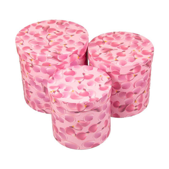 Коробка подарочная круглая  в наборе - 3 шт (19,5 x 19cm/17,5 x 17cm/15,5  x 15cm) Розовый Unison (W5942)