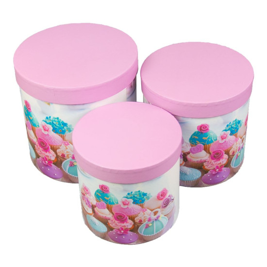 Подарочная коробка круглая - пирожное, в наборе - 3шт., W5944 Разноцветный Unison (W5944)