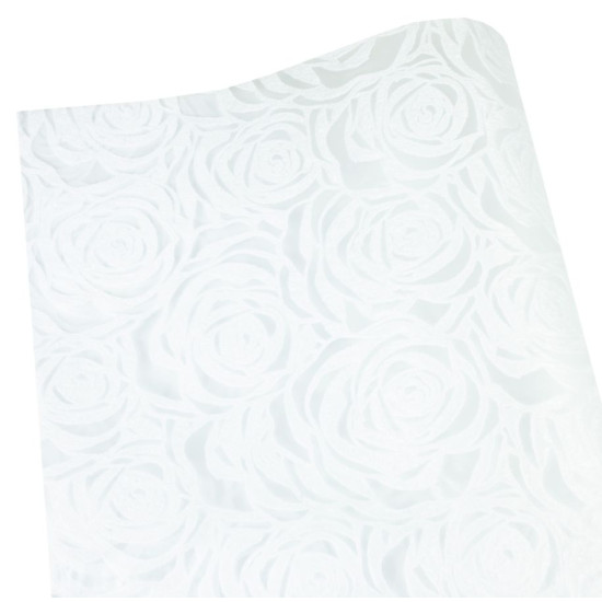 Флизелин "Роза" 55х60см-20шт- тиснёный в листах,белый, PFD-R white (PFD-R white)