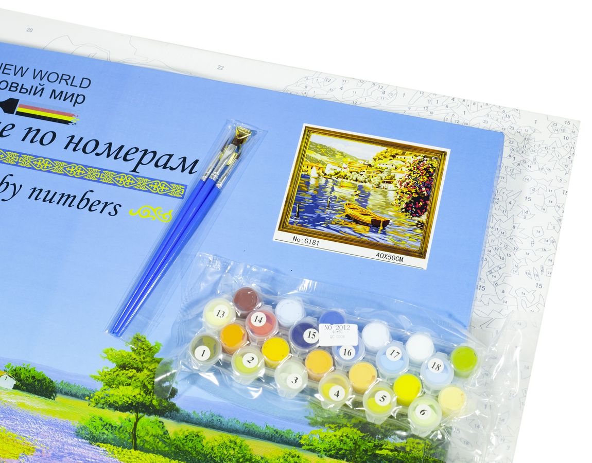 Холст-раскраска под номерами "Лодка на озере" 40 * 50см (G181*)