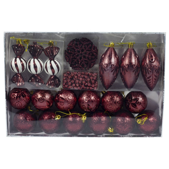 Набір новорічних подарункових куль "Новий рік" 25шт Червоний Unison (28LE)