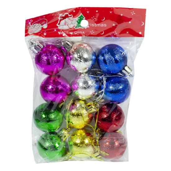 Набор елочн. шар."Новогодние" 3см, 12шт, OPP (6472_49)