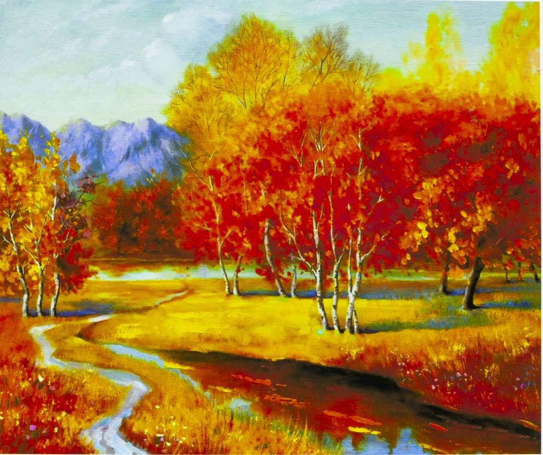 Картина по номерам "Золотая осень" 40*50см,крас.-акрил,кисть-3шт.(1*30 (5256)