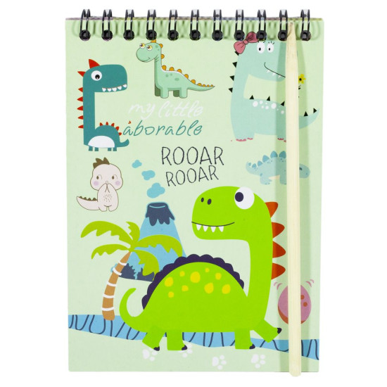 Блокнот для гравюр  А6/10л.+2чёрн.л."Динозавр"+дер.палочка (E-3001-D)