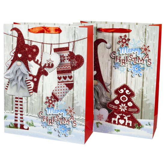 Пакет подарунковий 5175M,  новорічний з глітером, 26*32*10cm (5175M)