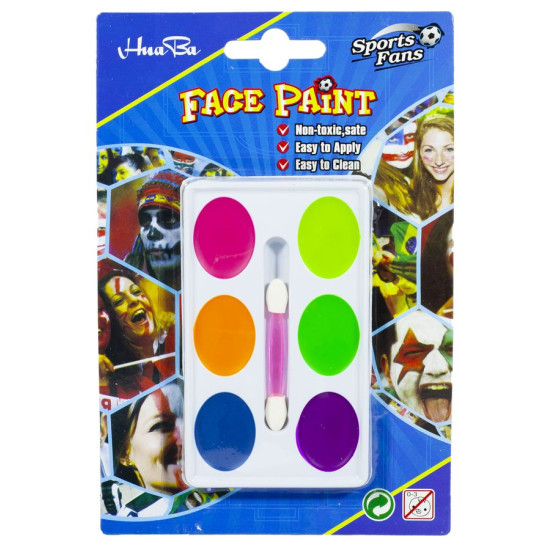 Краска для грима ,с кистью,6 цв.неон (FP-04)