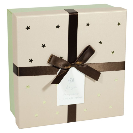 Подарункова коробка JKZ-37, квадратна рожева з сірим, 17х17х9 (JKZ-37  №2)