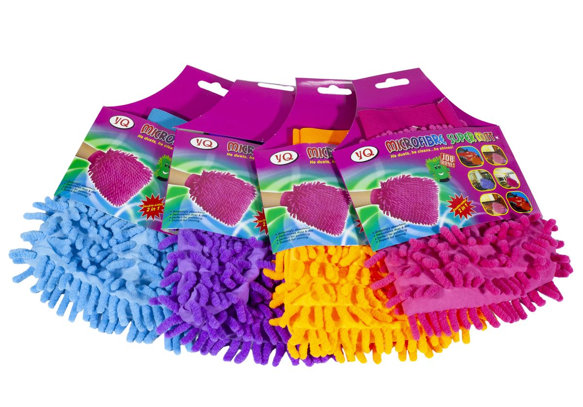 Тряпка - перчатка из микрофибры односторонняя 12шт/уп Разноцветный Unison (CP8030)